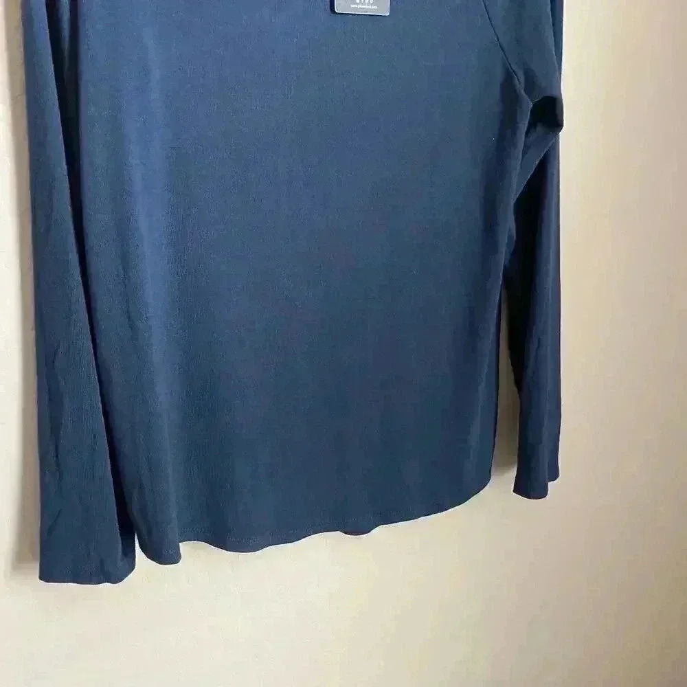 Gibson Ruffled Edge Raglan Pullover Navy - Picture 8 of 9
